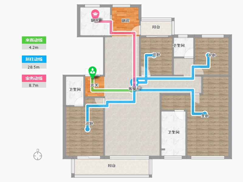 河南省-郑州市-亚新海棠公馆6号楼,7号楼,9号楼,10号楼,11号楼180m²-144.00-户型库-动静线