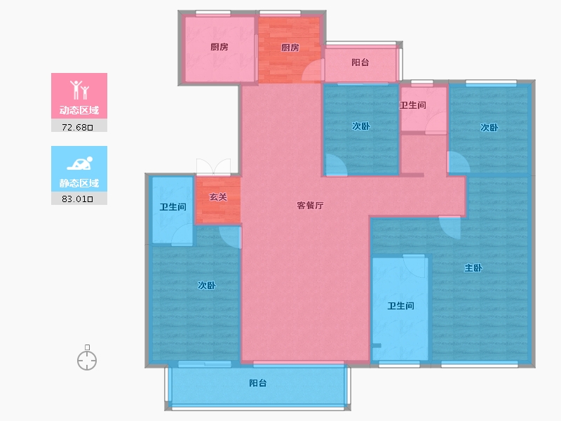 河南省-郑州市-亚新海棠公馆6号楼,7号楼,9号楼,10号楼,11号楼180m²-144.00-户型库-动静分区