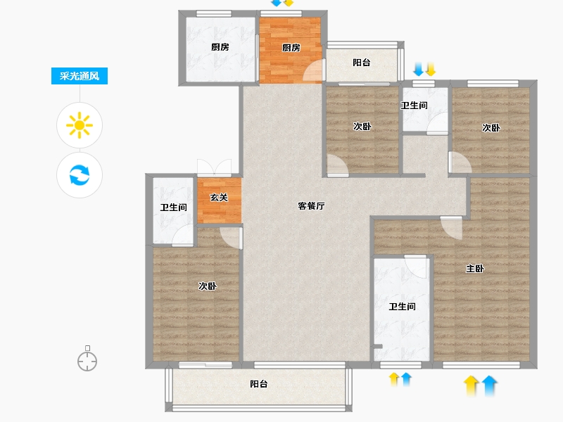 河南省-郑州市-亚新海棠公馆6号楼,7号楼,9号楼,10号楼,11号楼180m²-144.00-户型库-采光通风