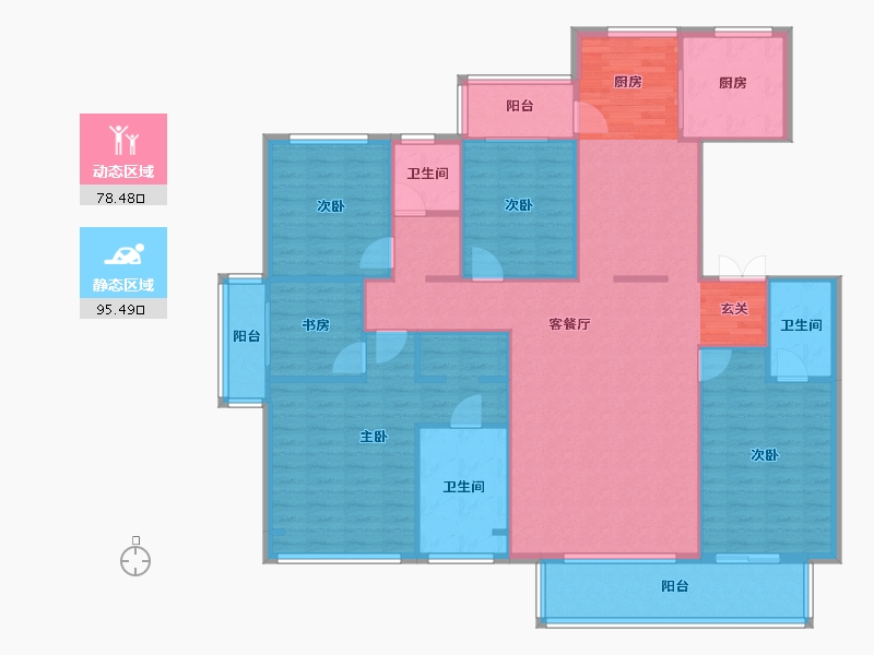 河南省-郑州市-亚新海棠公馆6号楼,7号楼,9号楼,10号楼,11号楼200m²-160.00-户型库-动静分区