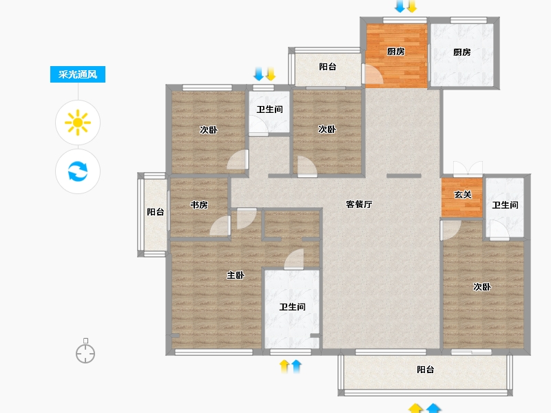 河南省-郑州市-亚新海棠公馆6号楼,7号楼,9号楼,10号楼,11号楼200m²-160.00-户型库-采光通风