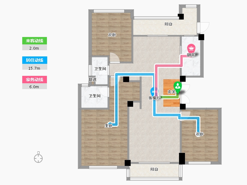 河南省-郑州市-碧桂园翡翠湾Y091洋房01户型136㎡-108.80-户型库-动静线