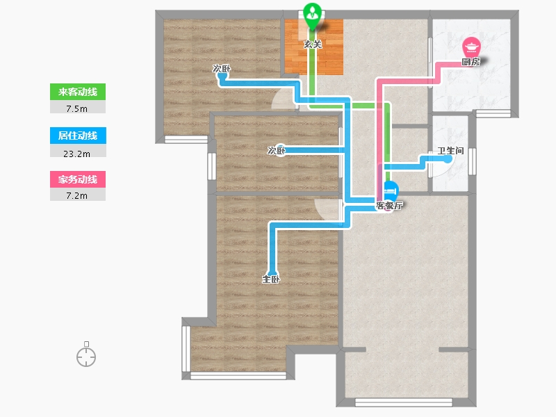 河南省-郑州市-富田九鼎世家18号楼111m²-88.80-户型库-动静线