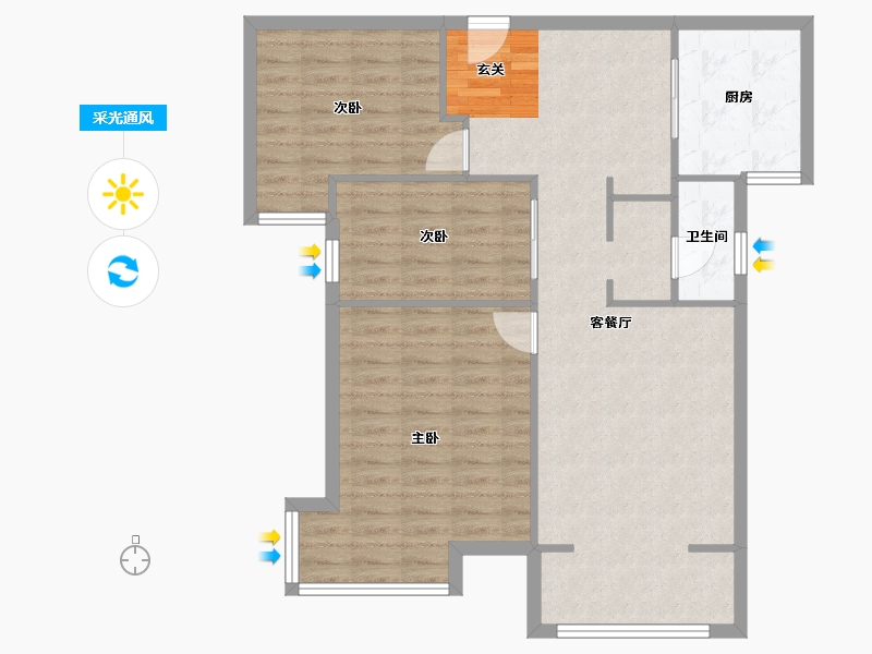 河南省-郑州市-富田九鼎世家18号楼111m²-88.80-户型库-采光通风