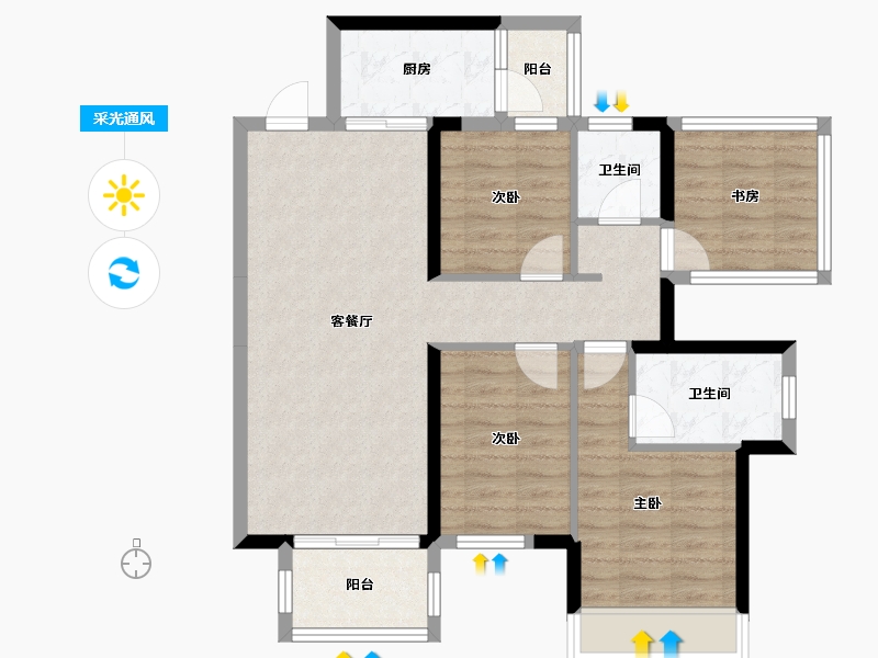 广西壮族自治区-南宁市-保利翎峯台-83.32-户型库-采光通风