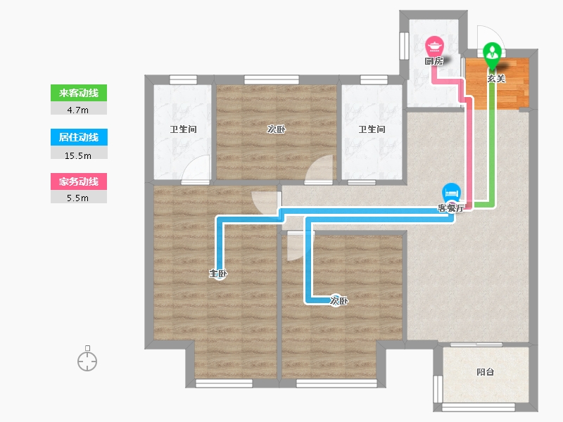 河南省-郑州市-金地名悦8号楼108m²-86.40-户型库-动静线