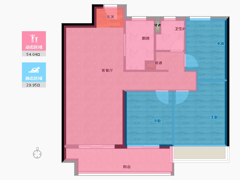 河南省-郑州市-兴港和昌凌云筑95㎡户型95m²-76.01-户型库-动静分区