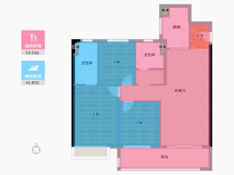 河南省-郑州市-兴港和昌凌云筑115㎡户型115m²-92.01-户型库-动静分区