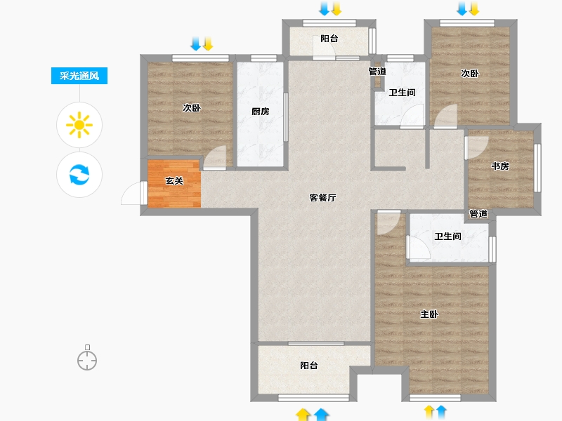 河南省-郑州市-金地名悦6号楼,1号楼,2号楼,3号楼,4号楼140m²-112.08-户型库-采光通风