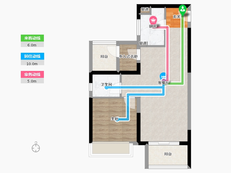 河南省-郑州市-保利金茂时光悦A户型70m²-56.11-户型库-动静线