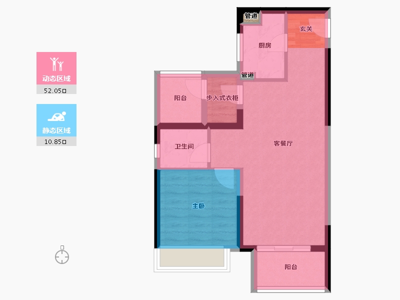 河南省-郑州市-保利金茂时光悦A户型70m²-56.11-户型库-动静分区