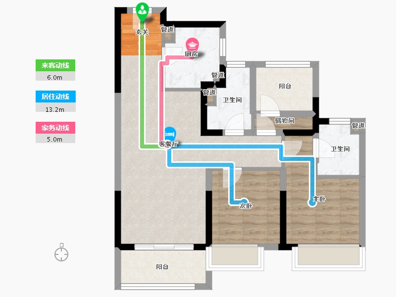 河南省-郑州市-保利金茂时光悦B户型89m²-71.20-户型库-动静线