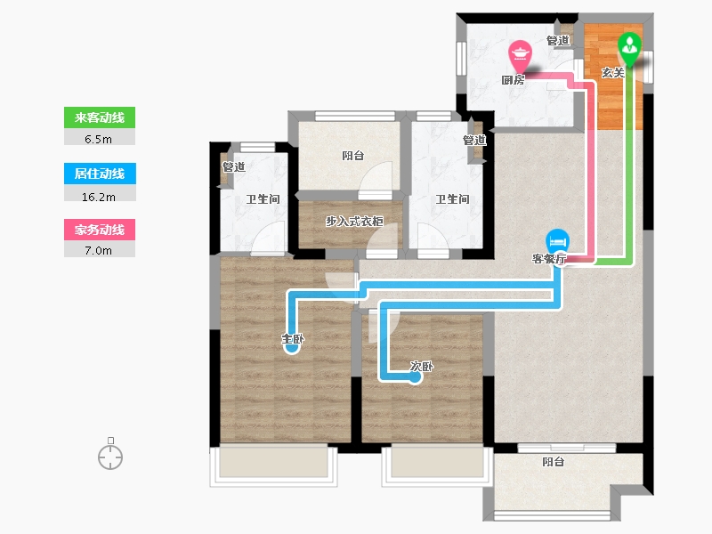 河南省-郑州市-保利金茂时光悦C户型110m²-89.78-户型库-动静线