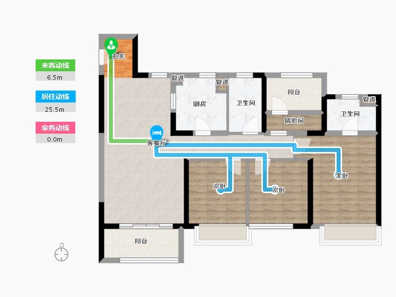 河南省-郑州市-保利金茂时光悦D户型128m²-102.40-户型库-动静线