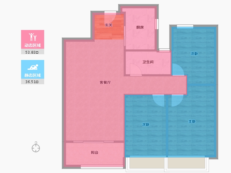 河南省-郑州市-绿城明月滨河17号楼,22号楼103m²-82.50-户型库-动静分区