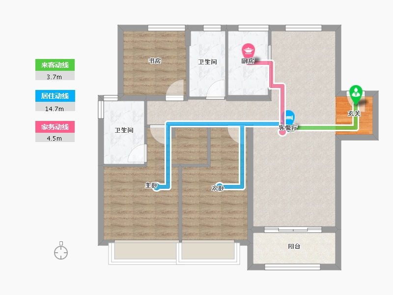 河南省-郑州市-绿城明月滨河17号楼,22号楼115m²-92.00-户型库-动静线