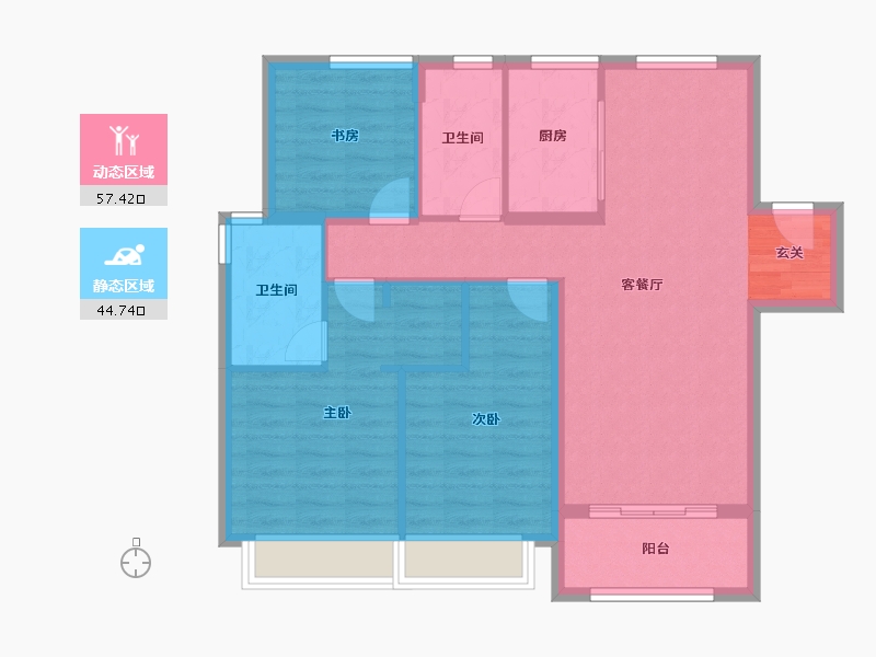 河南省-郑州市-绿城明月滨河17号楼,22号楼115m²-92.00-户型库-动静分区