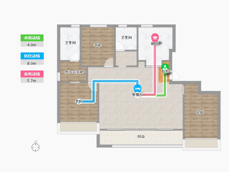 河南省-郑州市-绿城明月滨河21号楼128m²-102.40-户型库-动静线