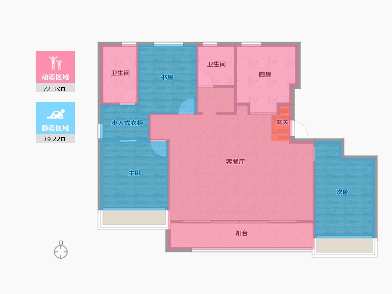 河南省-郑州市-绿城明月滨河21号楼128m²-102.40-户型库-动静分区