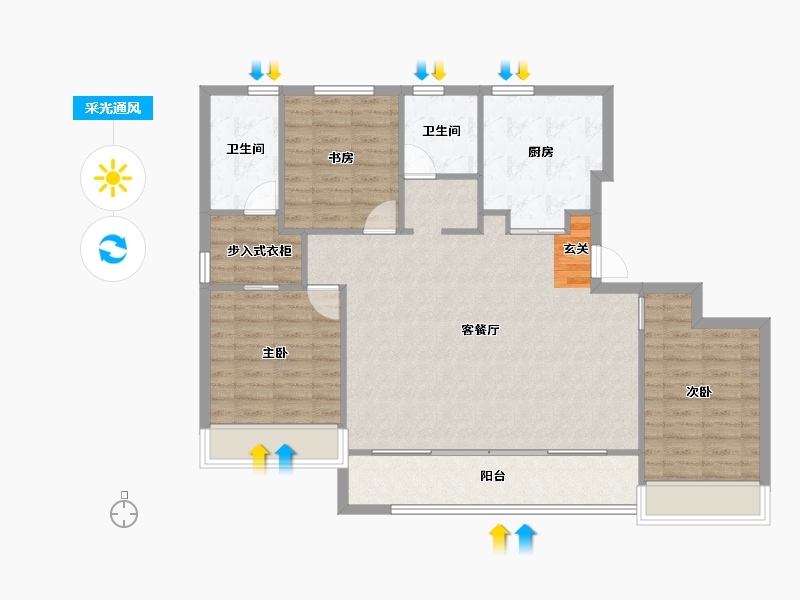 河南省-郑州市-绿城明月滨河21号楼128m²-102.40-户型库-采光通风