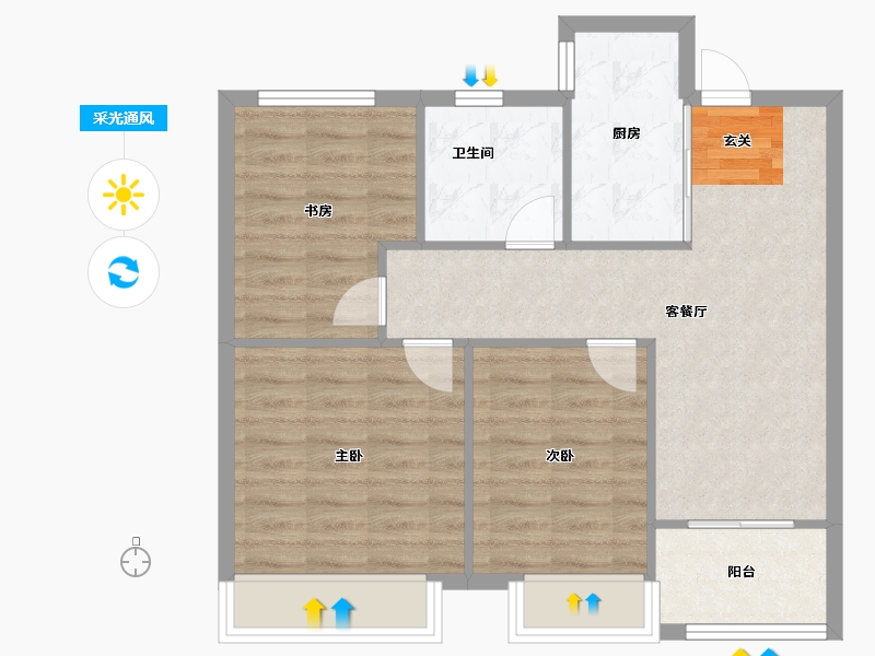 河南省-郑州市-绿都东澜岸1号楼,2号楼,3号楼,5号楼,6号楼,7号楼89m²-71.20-户型库-采光通风