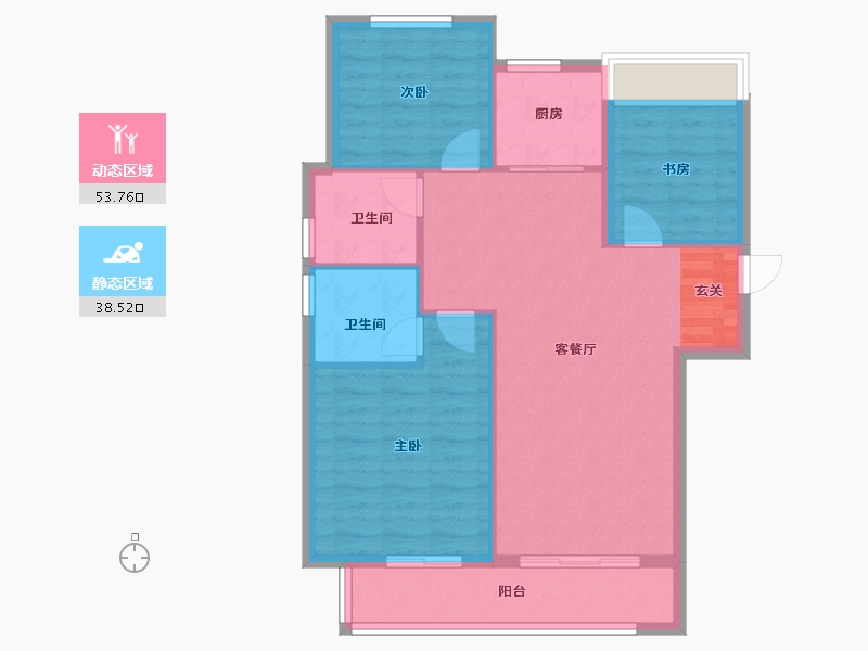 河南省-郑州市-绿都东澜岸1号楼,5号楼,7号楼105m²-84.00-户型库-动静分区