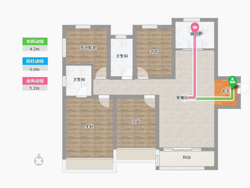 河南省-郑州市-绿都东澜岸2号楼,3号楼,6号楼122m²-96.99-户型库-动静线