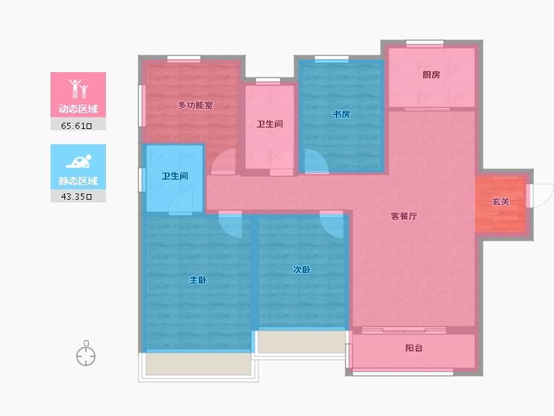 河南省-郑州市-绿都东澜岸2号楼,3号楼,6号楼122m²-96.99-户型库-动静分区