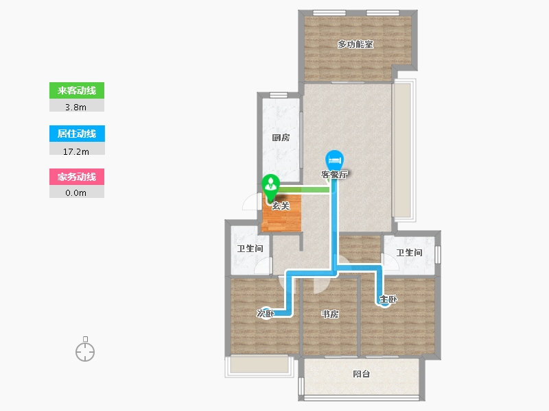 河南省-郑州市-绿都东澜岸2号楼,3号楼,6号楼,7号楼140m²-112.00-户型库-动静线