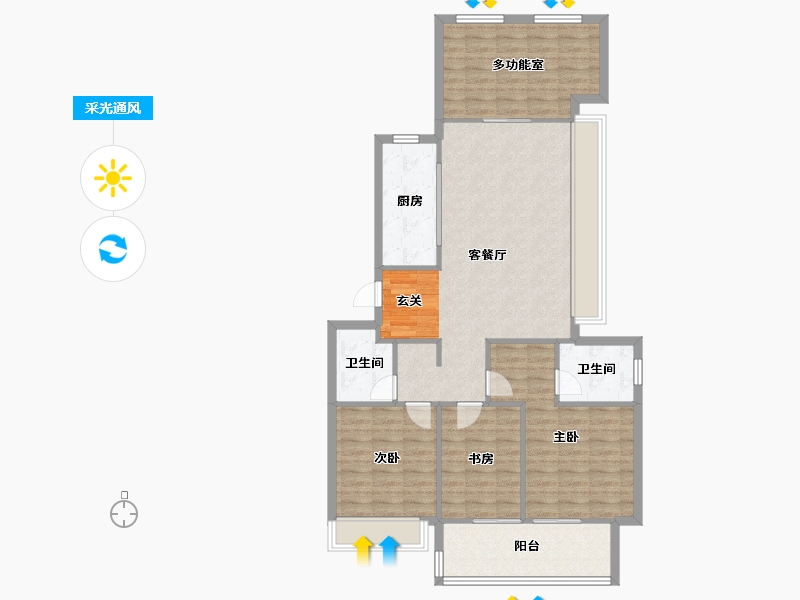 河南省-郑州市-绿都东澜岸2号楼,3号楼,6号楼,7号楼140m²-112.00-户型库-采光通风