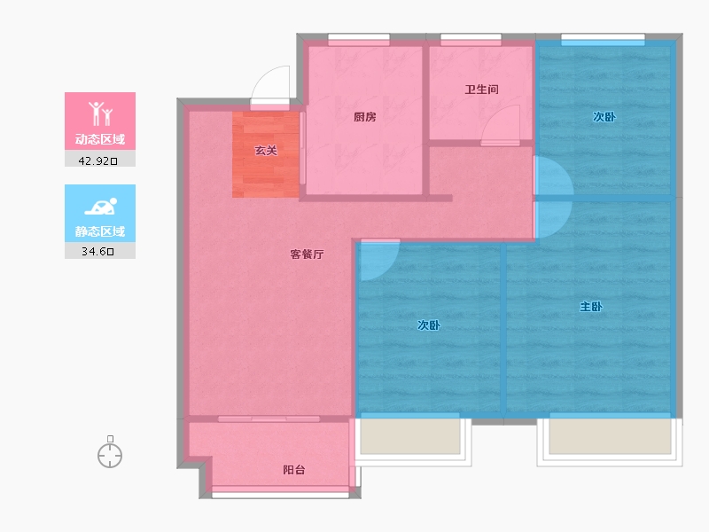 河南省-郑州市-融侨雅筑7号楼,9号楼,10号楼88m²-70.40-户型库-动静分区