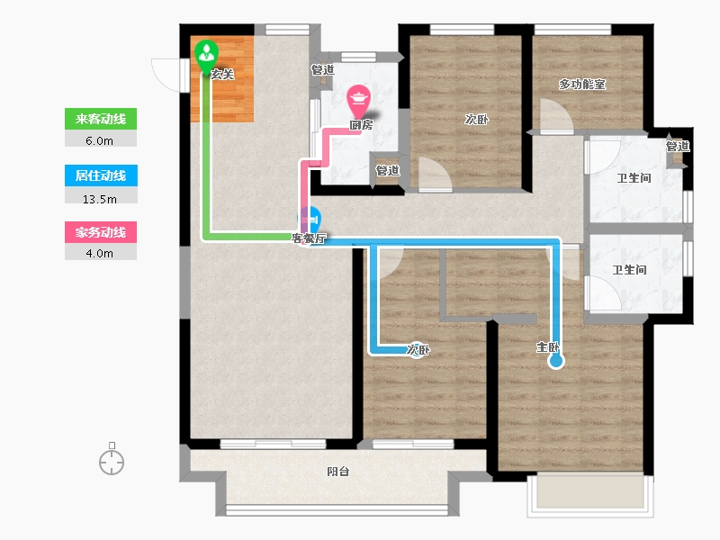 河南省-郑州市-融侨雅筑10号楼133m²-106.40-户型库-动静线