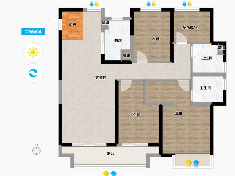 河南省-郑州市-融侨雅筑10号楼133m²-106.40-户型库-采光通风