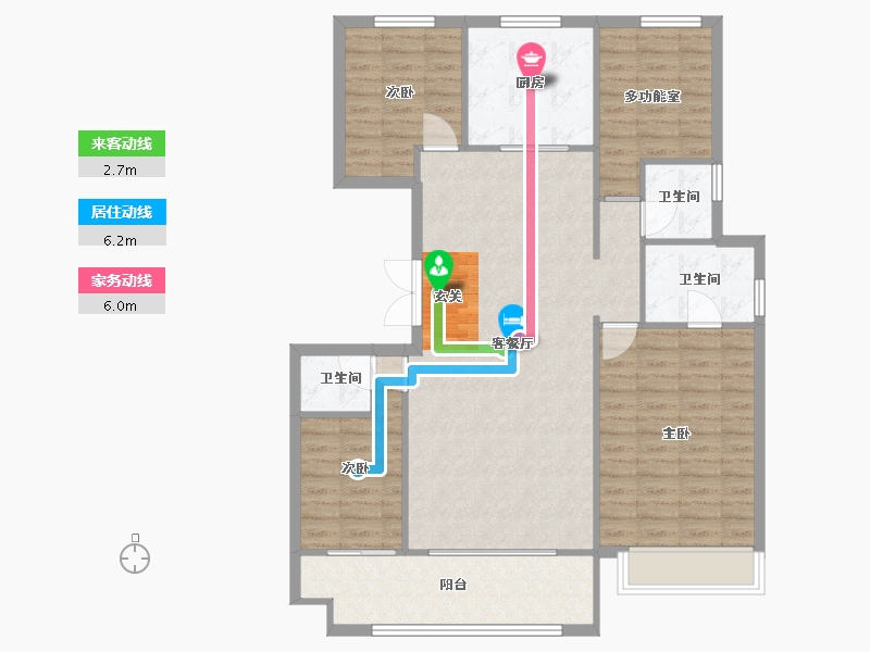 河南省-郑州市-融侨雅筑6号楼137m²-109.60-户型库-动静线