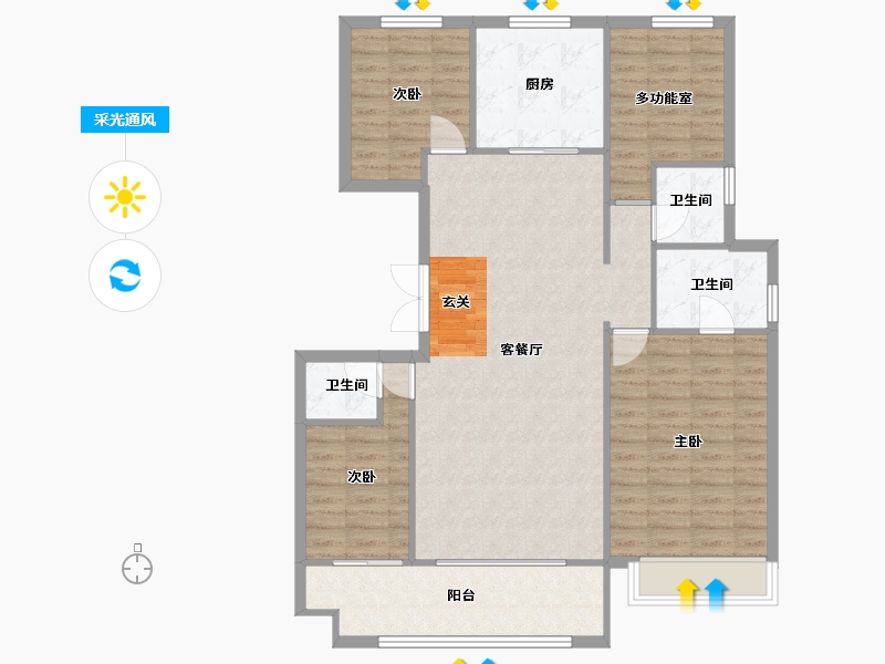 河南省-郑州市-融侨雅筑6号楼137m²-109.60-户型库-采光通风