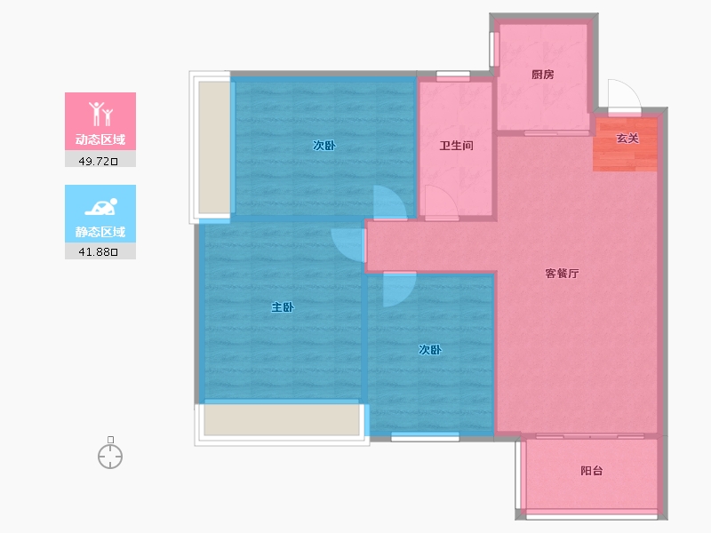 河南省-郑州市-裕华行园6号楼105m²-84.00-户型库-动静分区