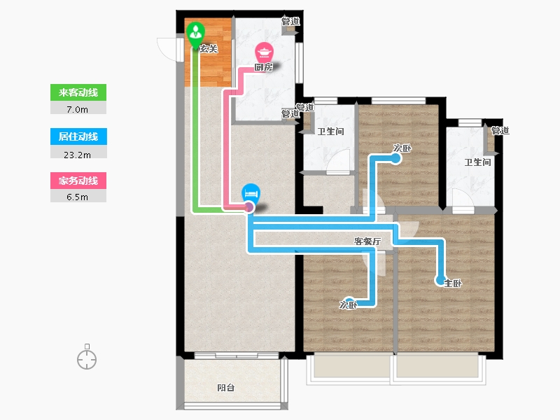 河南省-郑州市-建海当代公园阅MOMΛ2号楼115m²-91.72-户型库-动静线