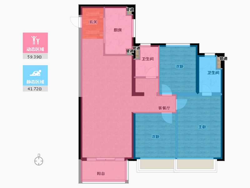 河南省-郑州市-建海当代公园阅MOMΛ2号楼115m²-91.72-户型库-动静分区