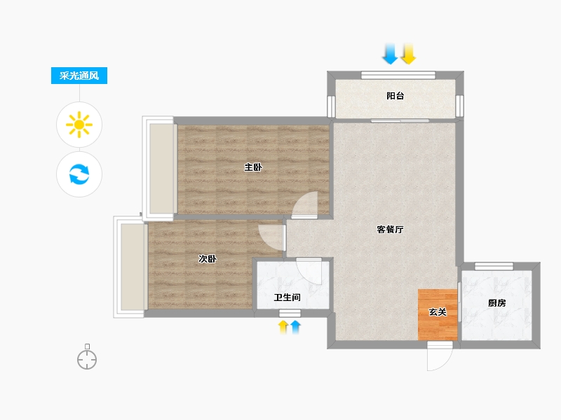 河南省-郑州市-裕华行园6号楼82m²-65.50-户型库-采光通风