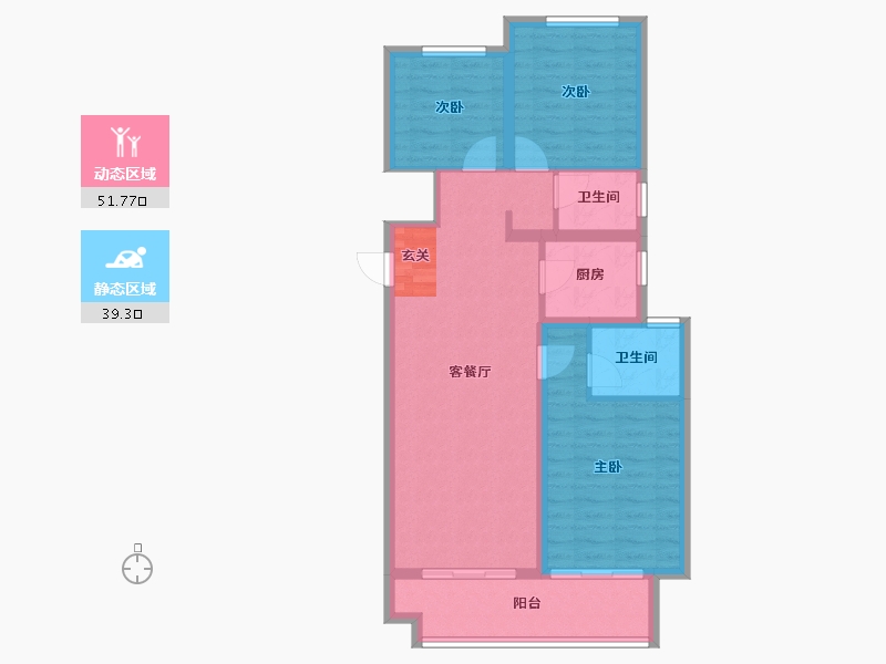 河南省-郑州市-荥阳领地天屿1号楼102m²-81.59-户型库-动静分区