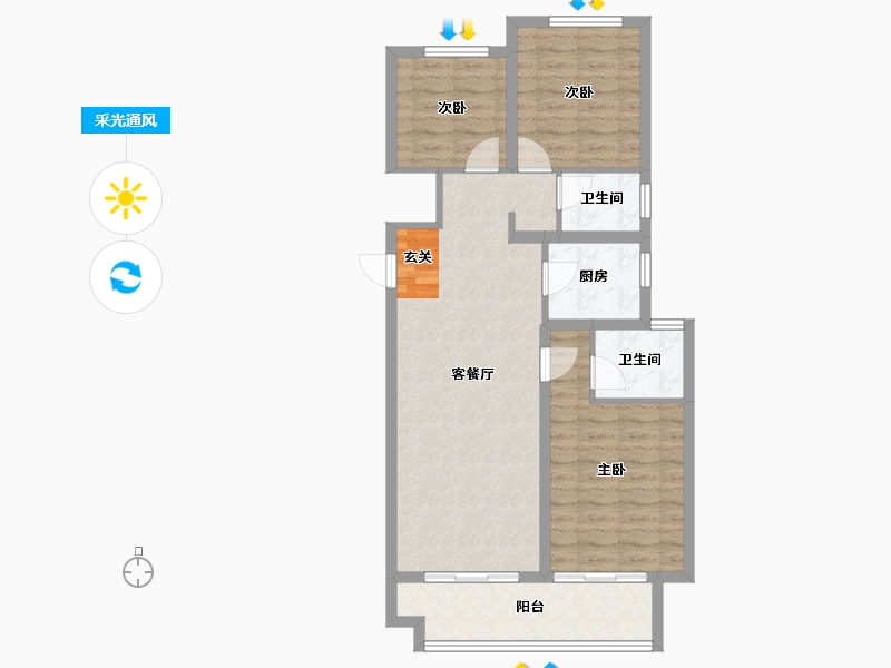 河南省-郑州市-荥阳领地天屿1号楼102m²-81.59-户型库-采光通风