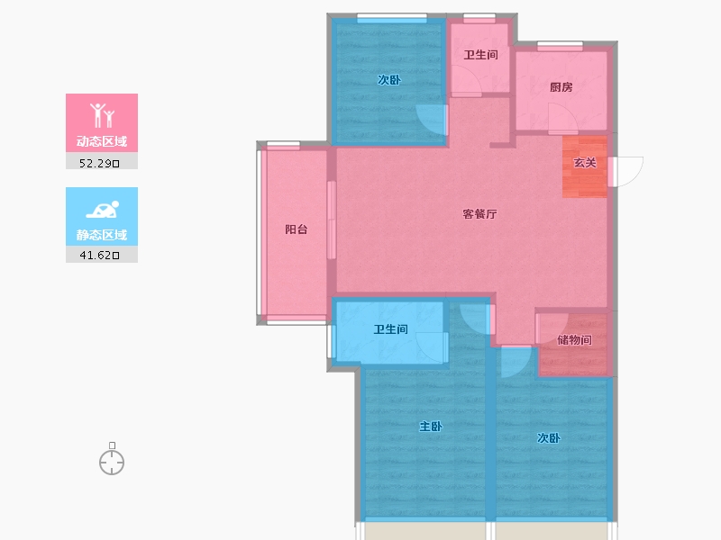 河南省-郑州市-荥阳领地天屿1号楼105m²-84.00-户型库-动静分区