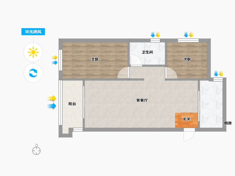 河南省-郑州市-正商博雅华庭1号楼,2号楼73m²-58.41-户型库-采光通风