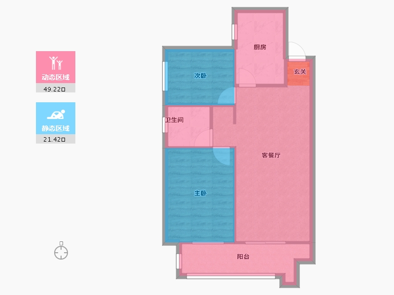 河南省-郑州市-正商博雅华庭1号楼,2号楼80m²-64.00-户型库-动静分区