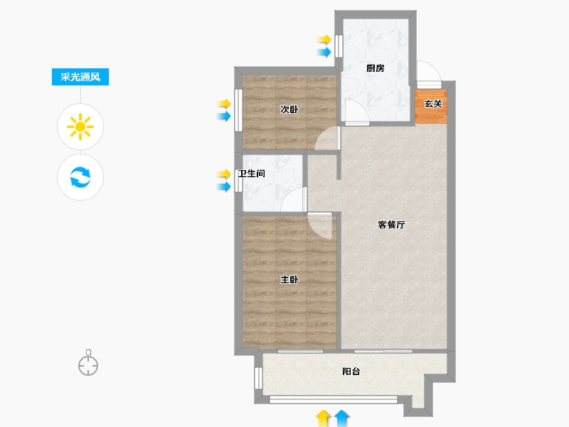 河南省-郑州市-正商博雅华庭1号楼,2号楼80m²-64.00-户型库-采光通风