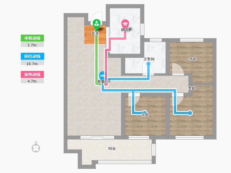 河南省-郑州市-正商博雅华庭1号楼,2号楼89m²-71.20-户型库-动静线