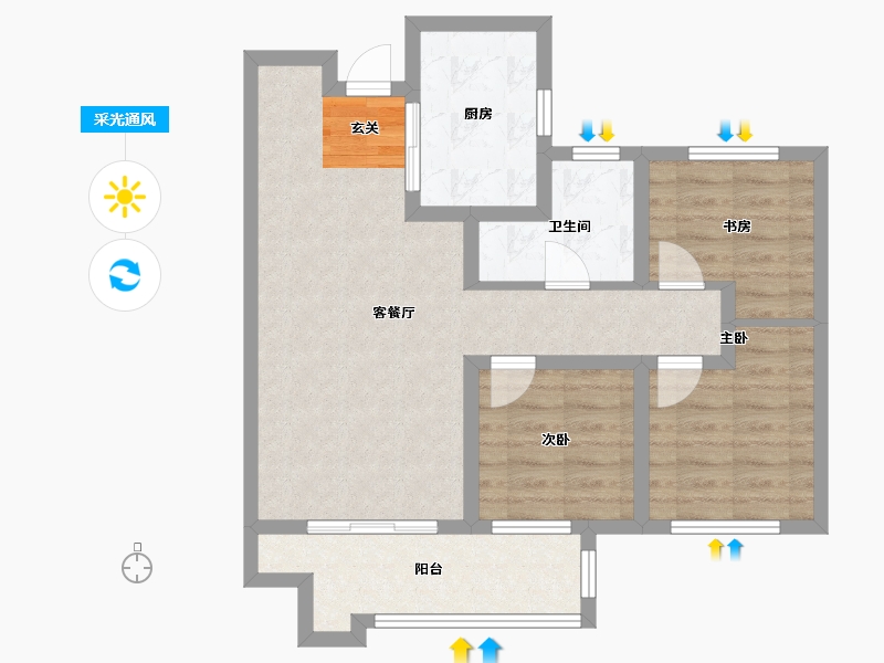 河南省-郑州市-正商博雅华庭1号楼,2号楼89m²-71.20-户型库-采光通风