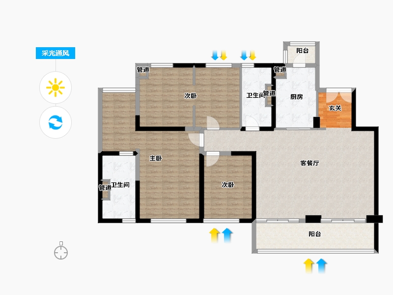 河南省-郑州市-康桥美庐湾175㎡户型175m²-140.00-户型库-采光通风