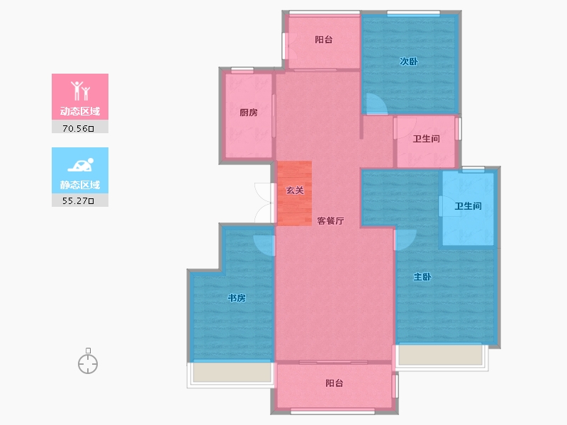 河南省-郑州市-青风公园二期洋房B-3户型145m²-116.00-户型库-动静分区