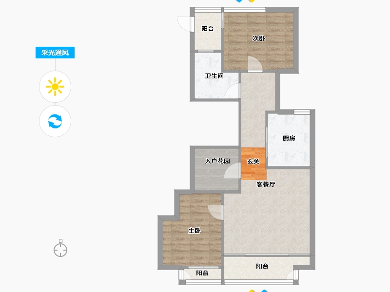 河南省-郑州市-金沙湖高尔夫观邸L1户型89m²-71.38-户型库-采光通风